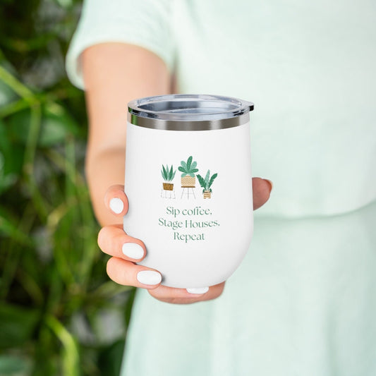 Cottagecore Gift,Real Estate wine tumbler, home decor ,plant lover gift, gift for mom wine tumble ,interior design gift, gift for grandma,