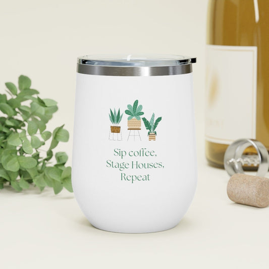 Cottagecore Gift,Real Estate wine tumbler, home decor ,plant lover gift, gift for mom wine tumble ,interior design gift, gift for grandma,