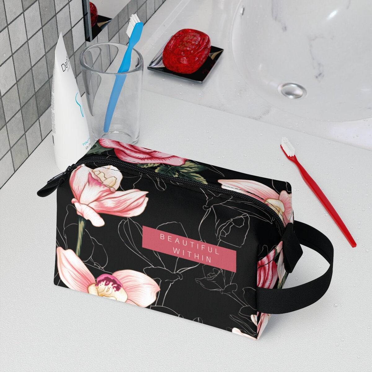Dark Academia Toiletry Bag, Make up bag, custom makeup bag, monogram makeup bag, small makeup bag, toiletry bag women, Bridesmaid gifts
