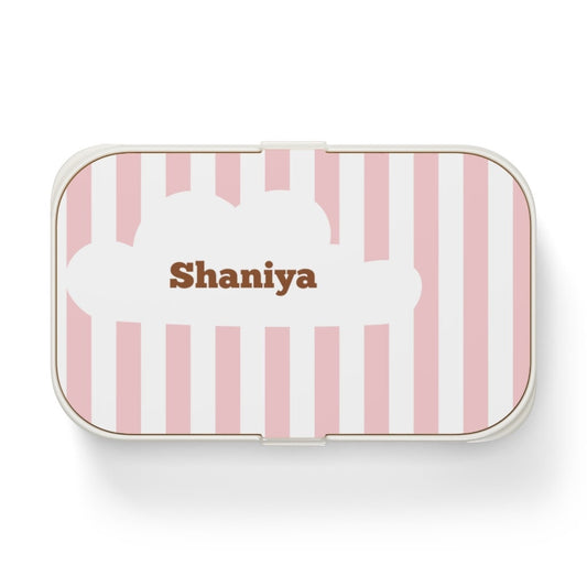 Cute Pink Monogrammed Bento Lunch Box for kids,