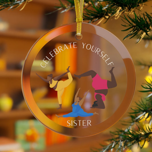 Black Girl Magic Yogi Glass Ornament, 2022 ornament, Best friend gift, African American Woman, Christmas ornament, gift for Sister