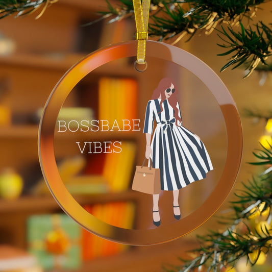 Boss Babe,Girl Boss Glass Ornament, 2022 ornament, Best friend gift, Christmas ornament, gift for Sister, best friend gift