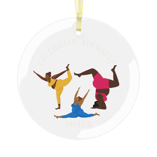 Black Girl Magic Yogi Glass Ornament, 2022 ornament, Best friend gift, African American Woman, Christmas ornament, gift for Sister