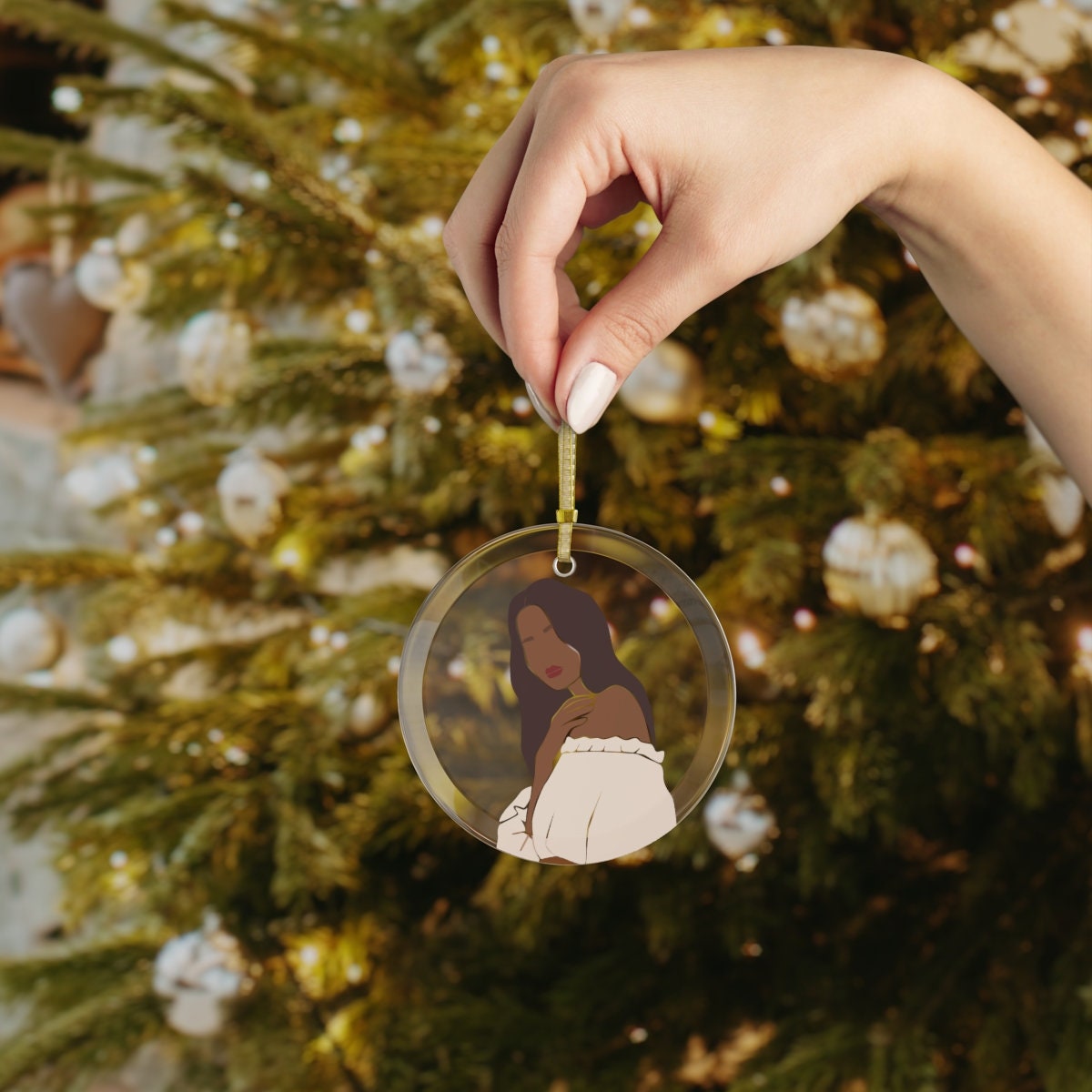 Black Girl Magic Bohemian Glass Ornament, 2022 ornament, Best friend gift, African American Woman, Christmas ornament, gift for Sister