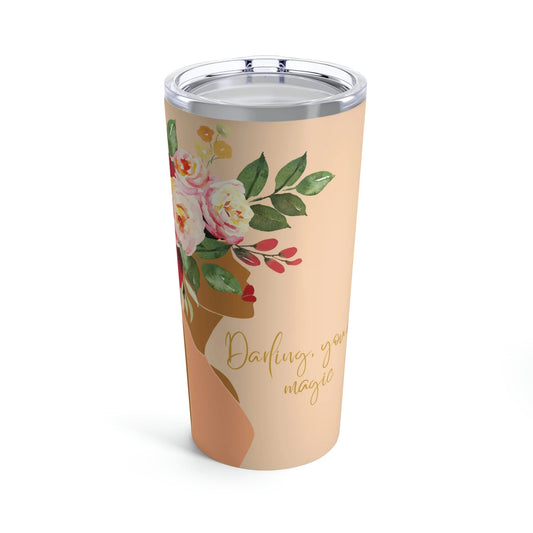 Beautiful Black Girl African American Mama Drinking Tumbler Tropical Floral Print Mature Black Women Gift Senior Woman Self Care Gift Box