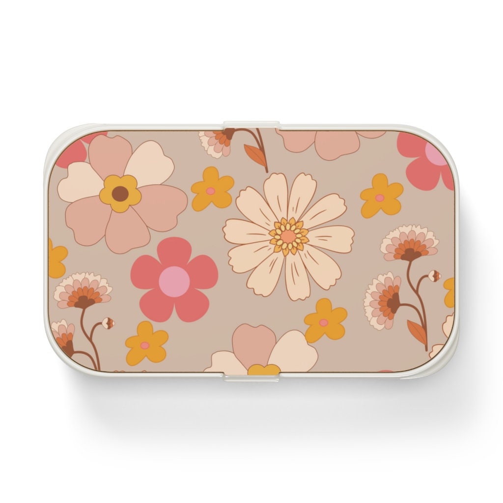 Floral Bento Lunch Box, Lunch box, bento box for adults, bento, snack box,  Boho aesthetic, Gift for her, bento box for kids