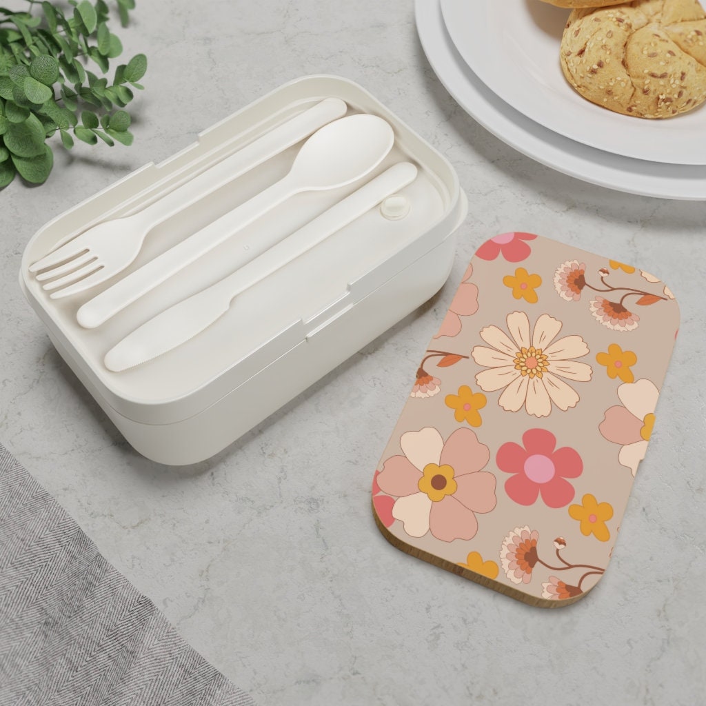 Floral Bento Lunch Box, Lunch box, bento box for adults, bento, snack box,  Boho aesthetic, Gift for her, bento box for kids