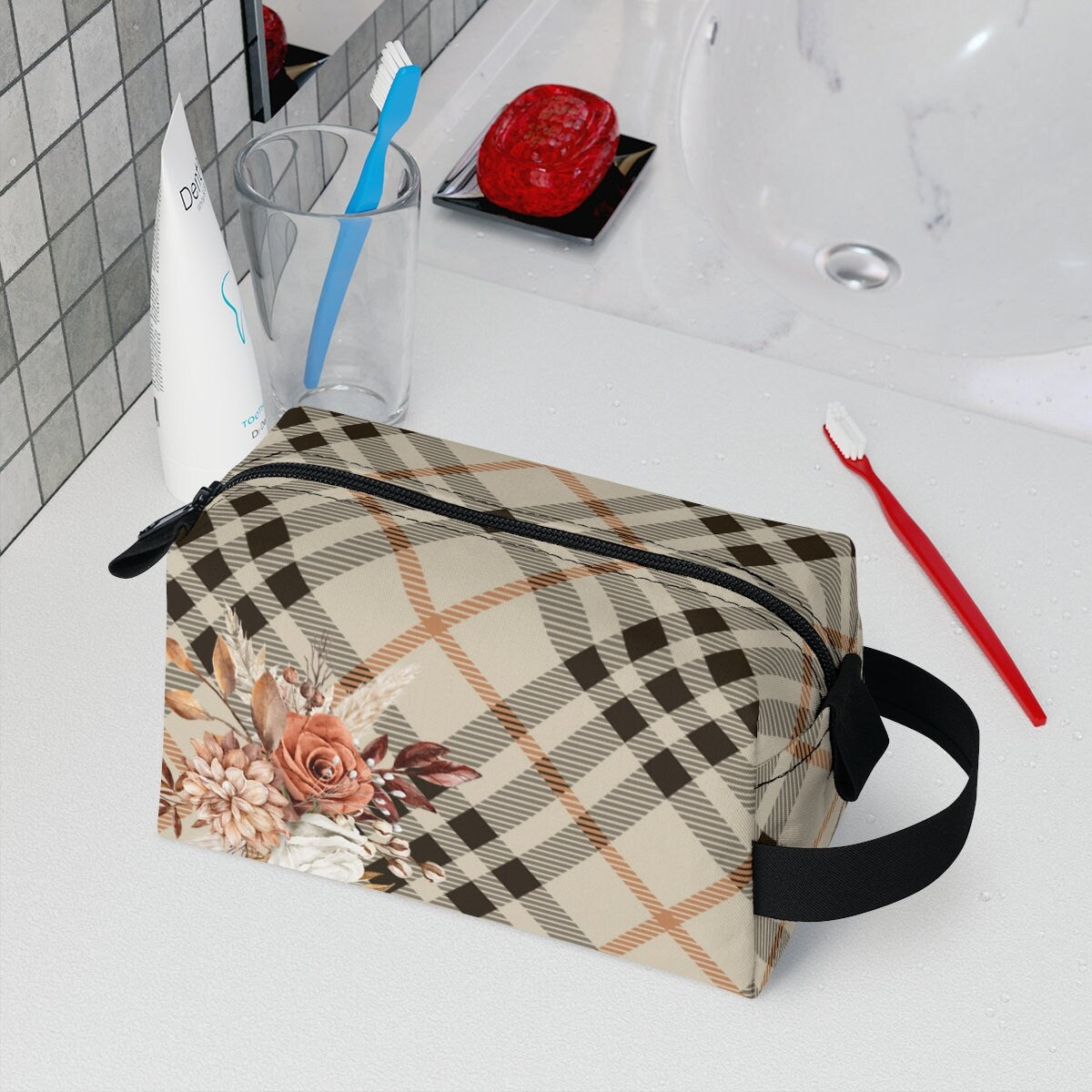 Dark Academia Toiletry Bag, Make up bag, custom makeup bag, monogram makeup bag, small makeup bag, toiletry bag women, Christmas gift