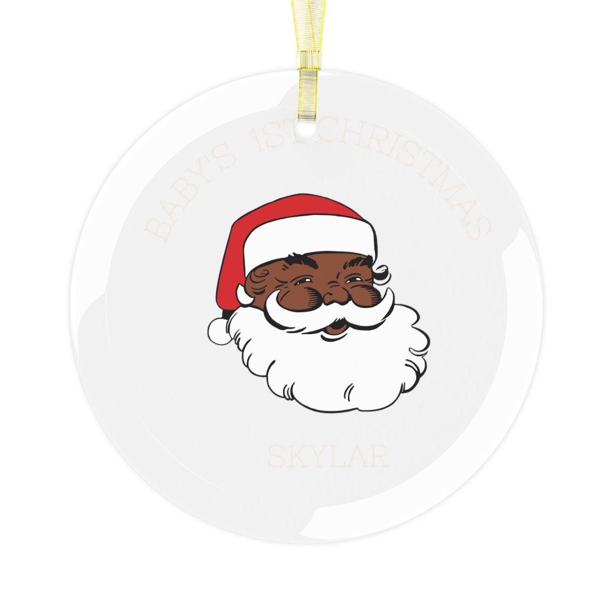 Black Santa Customized Glass Ornament, Baby first Christmas 2022 ornament, Baby Shower gift, African American Santa, Christmas ornament,