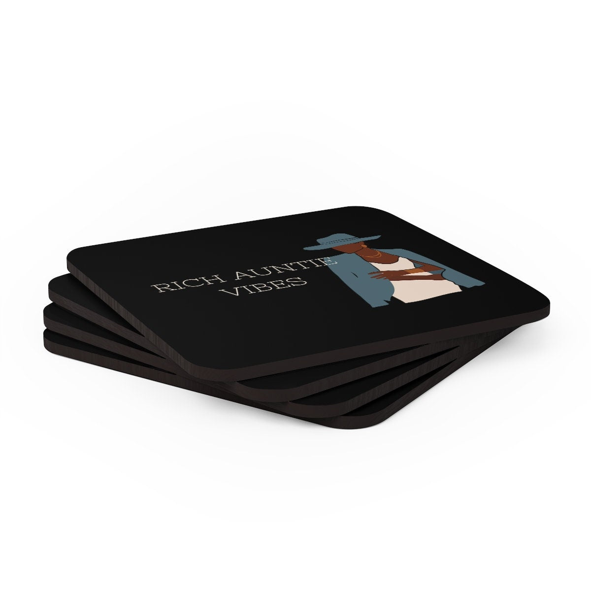 Black Girl Magic Corkwood Coaster Set, African American barware, Best friend gift, Coaster Set, African American