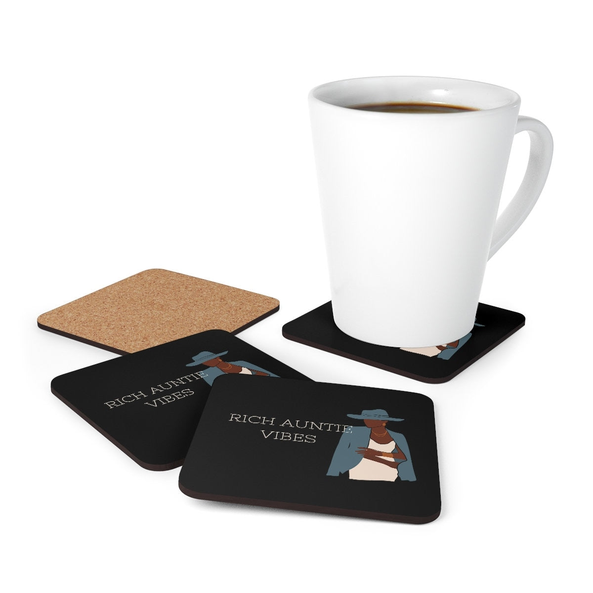 Black Girl Magic Corkwood Coaster Set, African American barware, Best friend gift, Coaster Set, African American