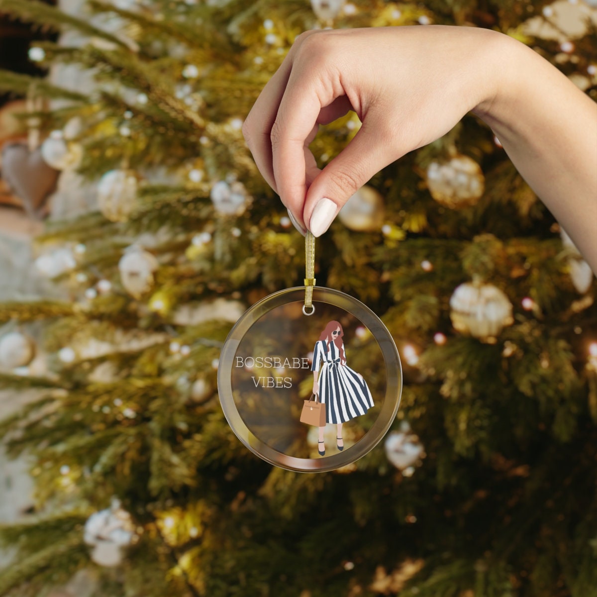 Boss Babe,Girl Boss Glass Ornament, 2022 ornament, Best friend gift,  Christmas ornament, gift for Sister, best friend gift