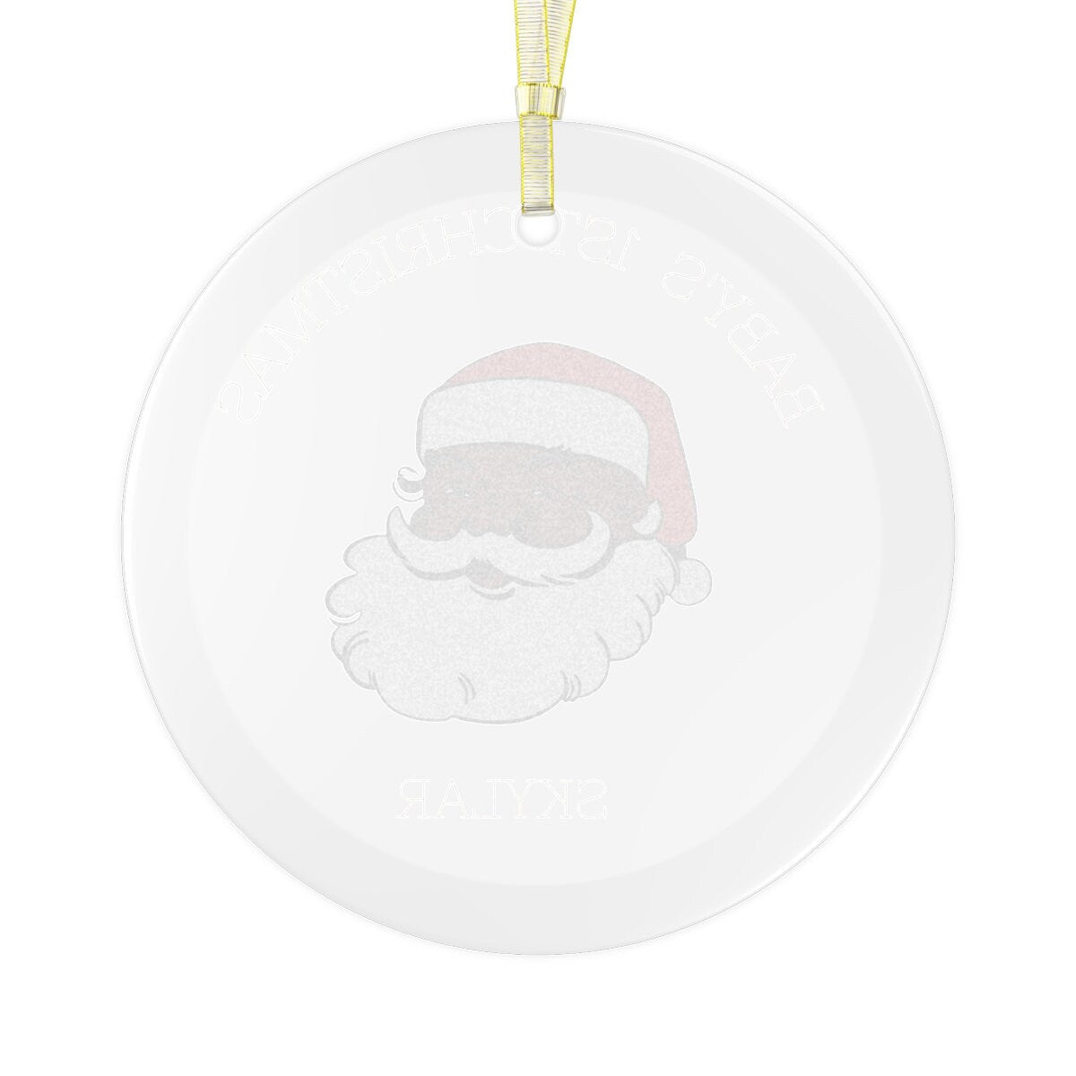 Black Santa Customized Glass Ornament, Baby first Christmas 2022 ornament, Baby Shower gift, African American Santa, Christmas ornament,